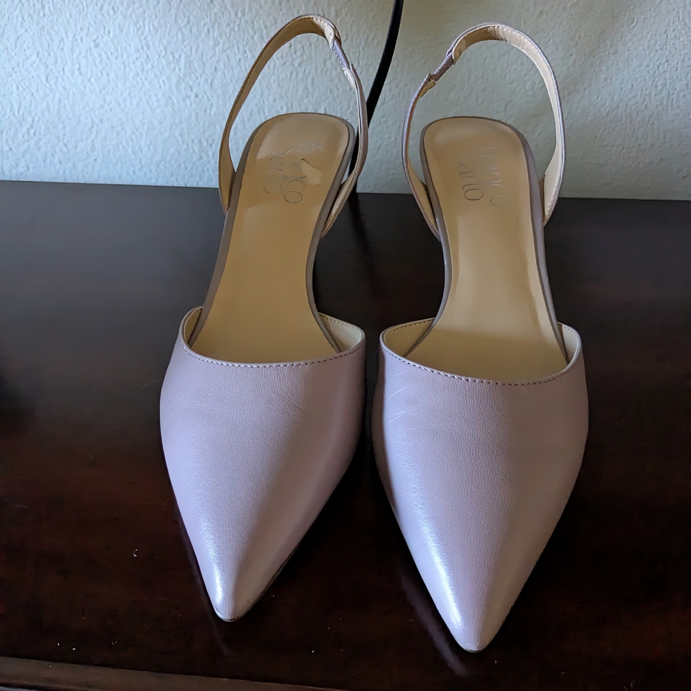 Beautiful Franco Sarto Eggplant Taupe Color Pointed Slingback Heels.
